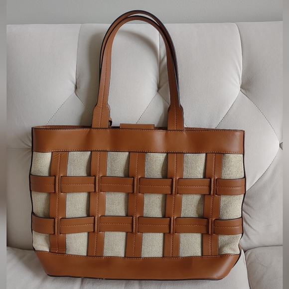 Nine West Tote Bag Vegan Sutton Place Caged - Picture 2 of 15